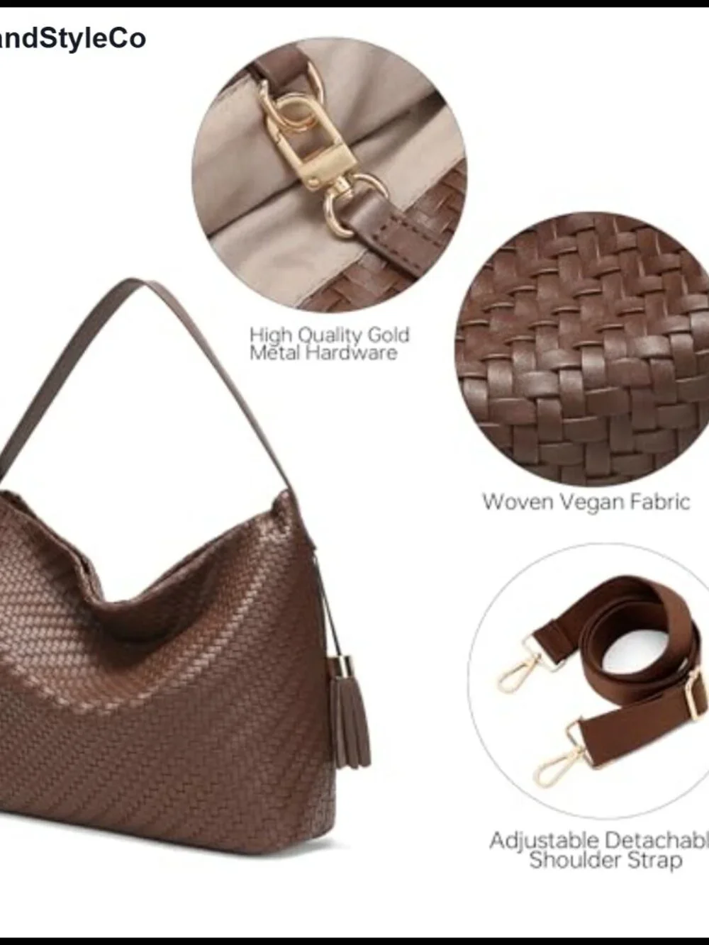 Woven Leather Tote Bag Hobo Shoulder Handbag Large Women